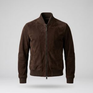 Brown Suede Bomber Jacket